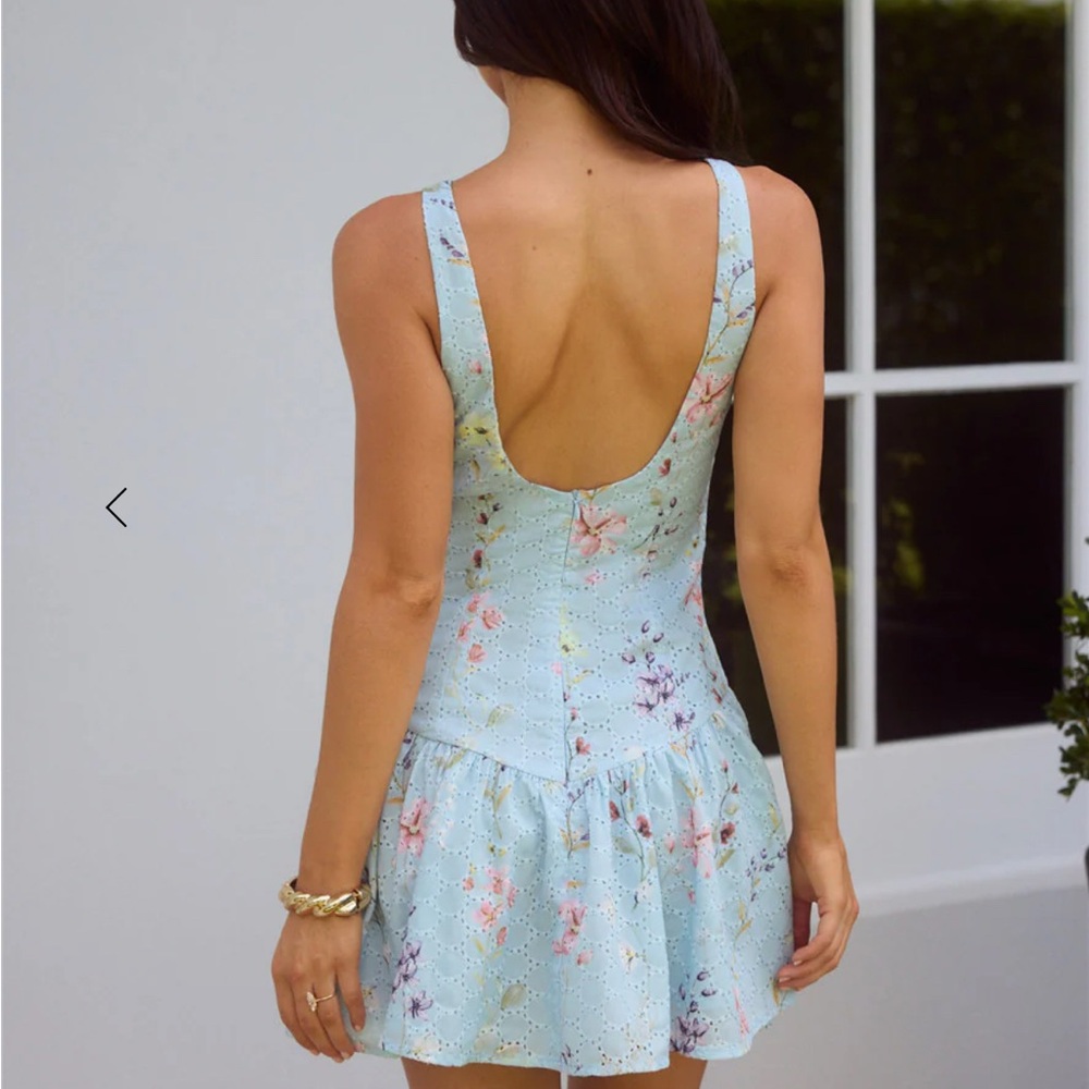 Hello Molly Blue Pleated Fit and Flare Mini Dress - Picture 4 of 4